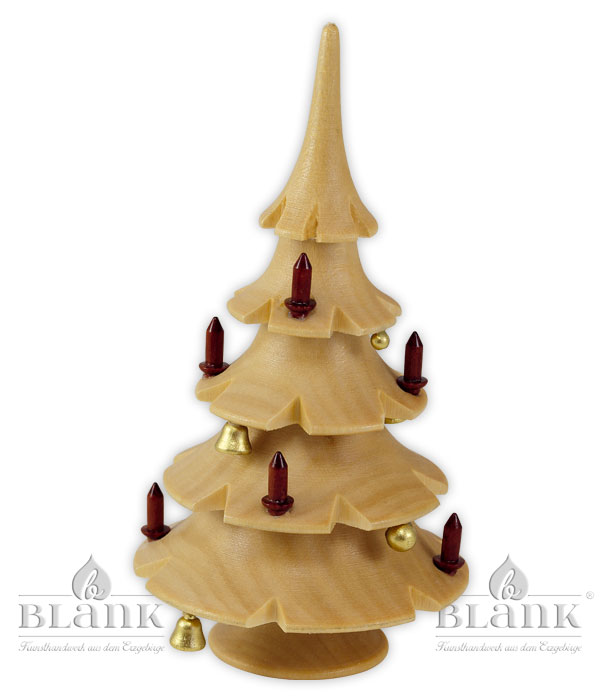 Weihnachtsbaum mit Glöckchen und Kugeln, natur