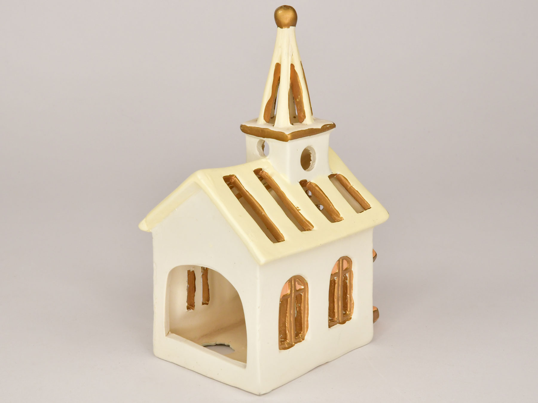 Light house for tea lights, coloured ceramic, interior decoration