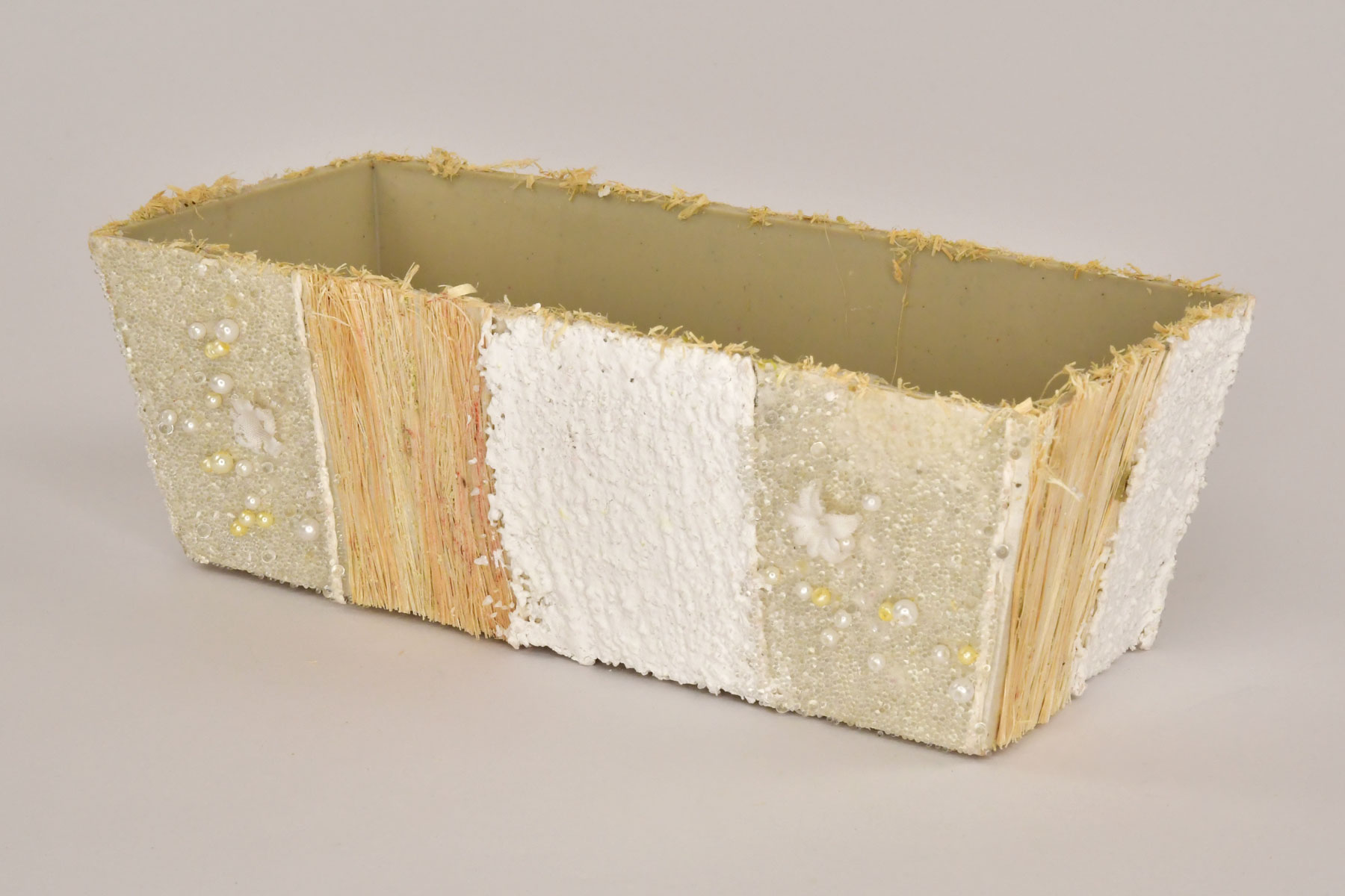 Pflanzgefäß Sisal mit Naturmaterialien Schale eckig