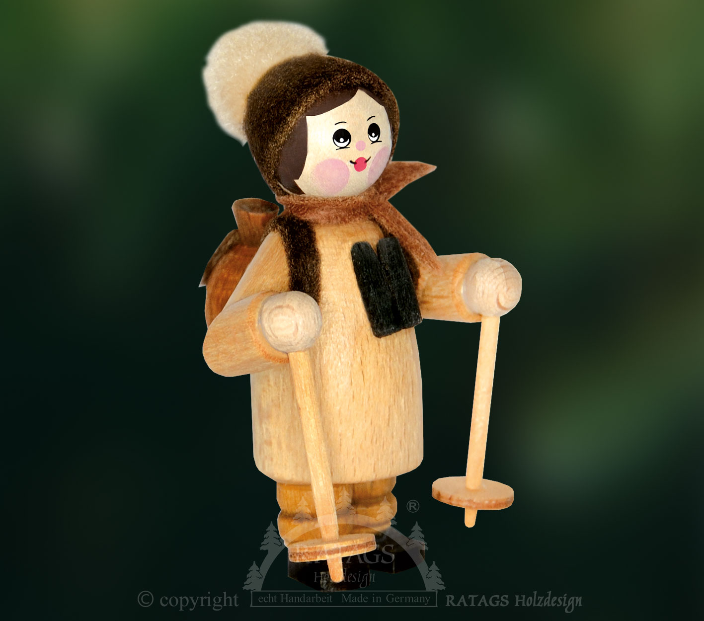 Figur, Nordic Walker mit Rucksack, Fernglas