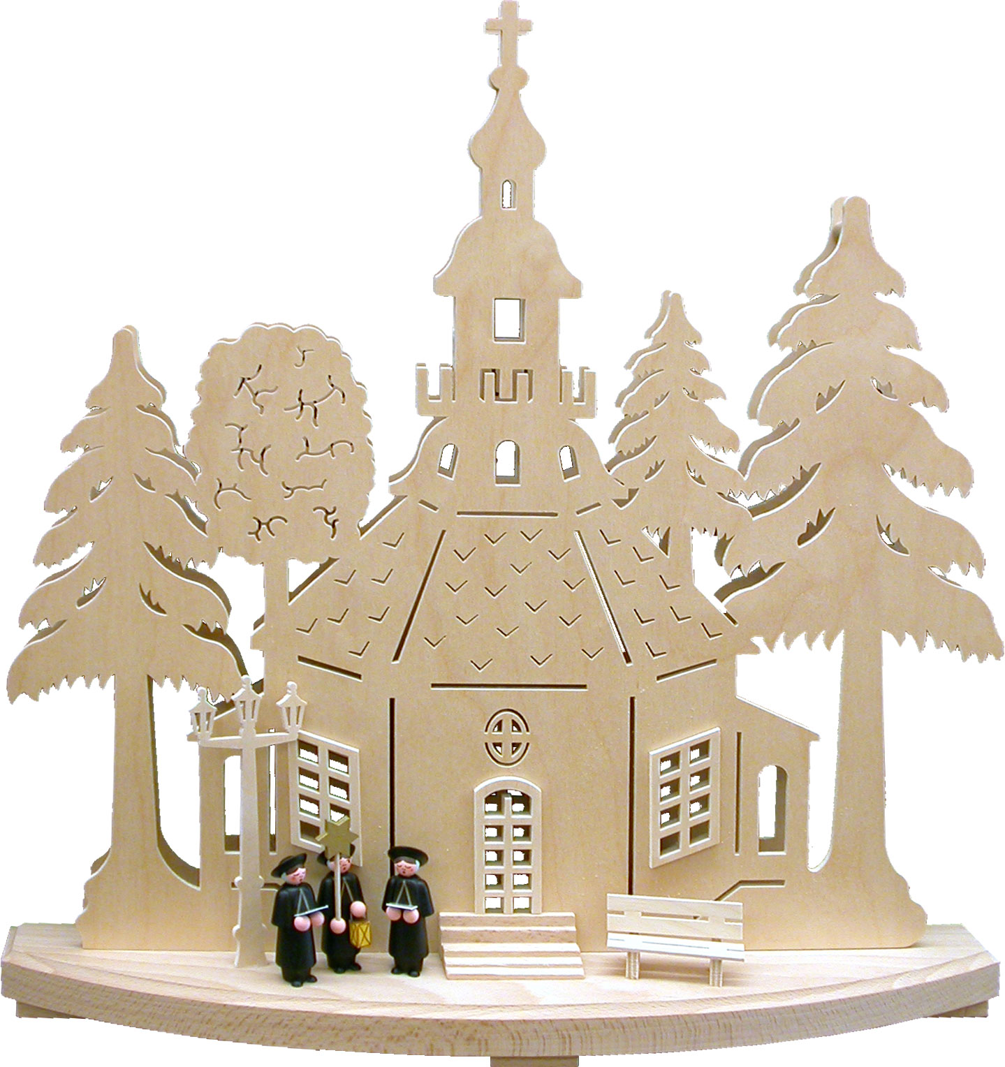 Small candle arch, church service in Seiffen, sculptural, black figures