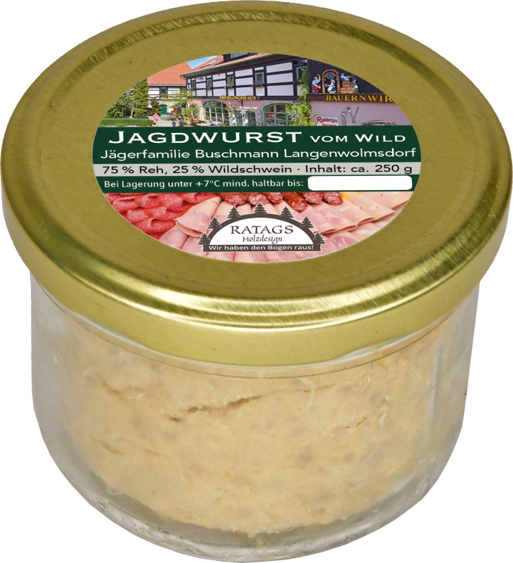 Hunting sausage with game – in a jar / 200g sausage jar