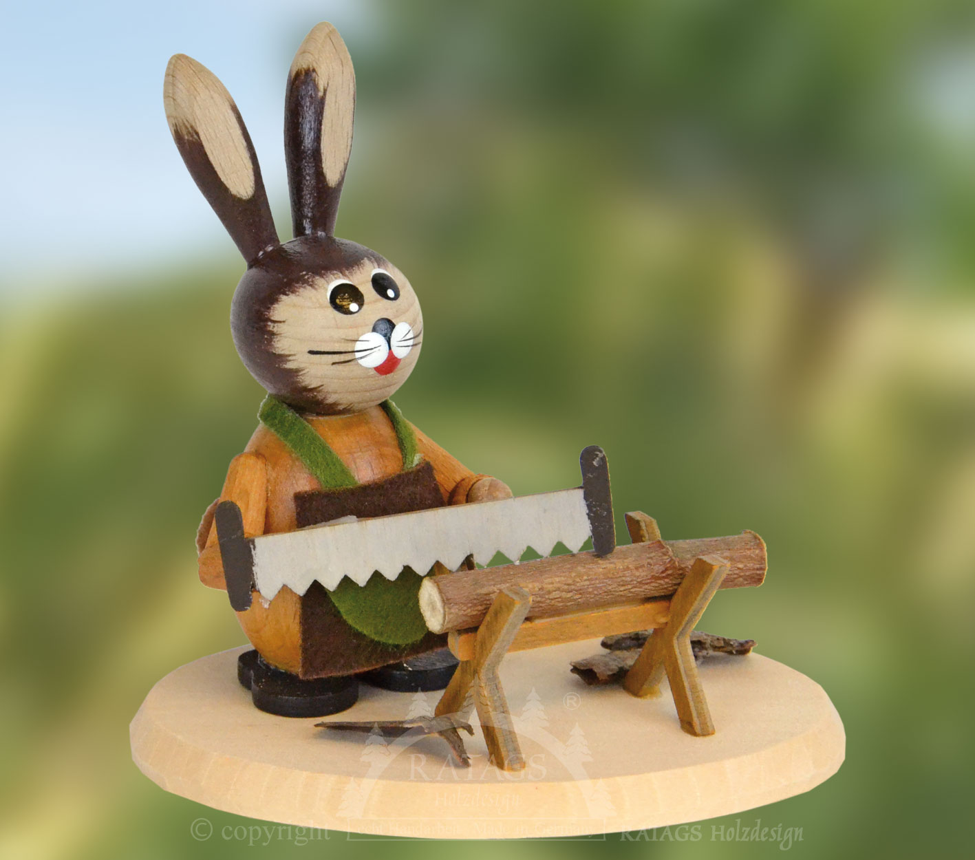 Osterhase Waldarbeiter, Schrotsäge Osterhase Waldarbeiter, Schrotsäge