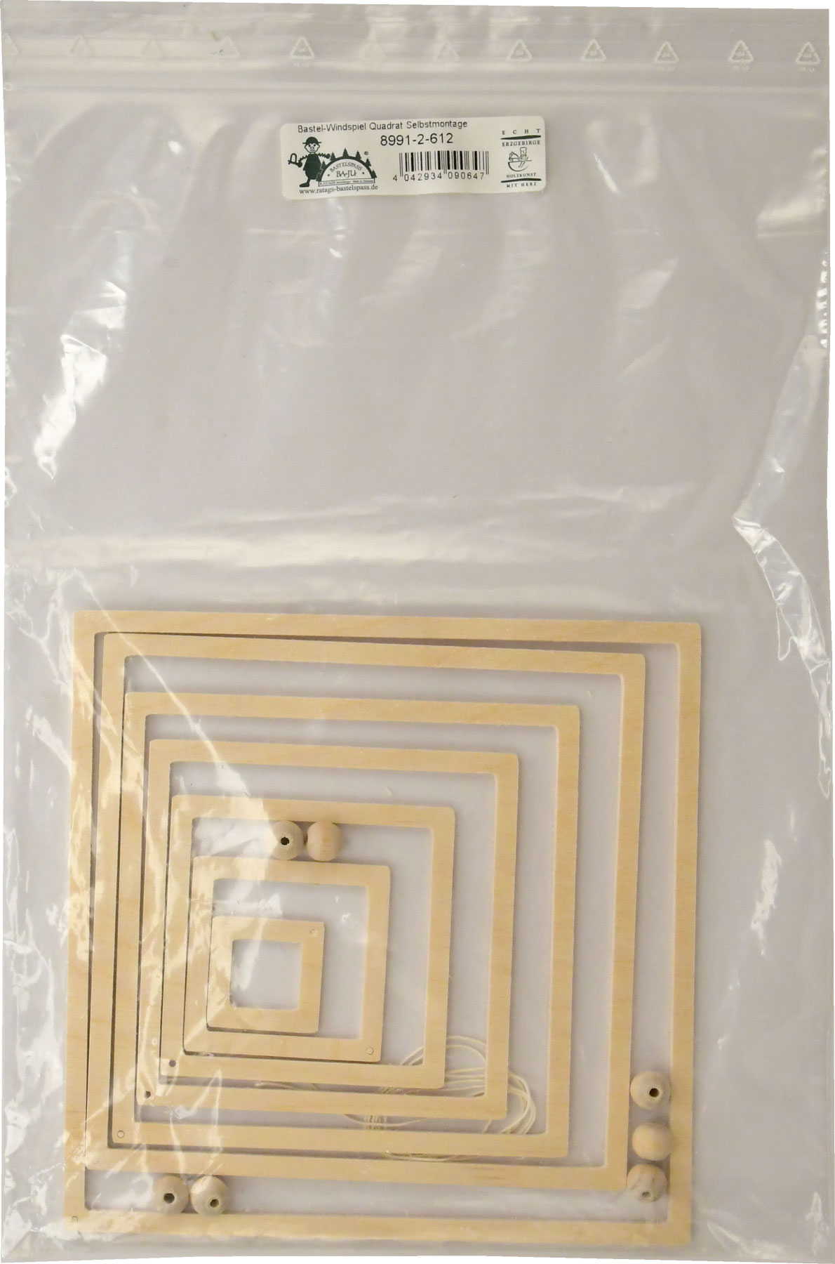 Windspiel zum Basteln, Quadrat Windspiel zum Basteln, Quadrat