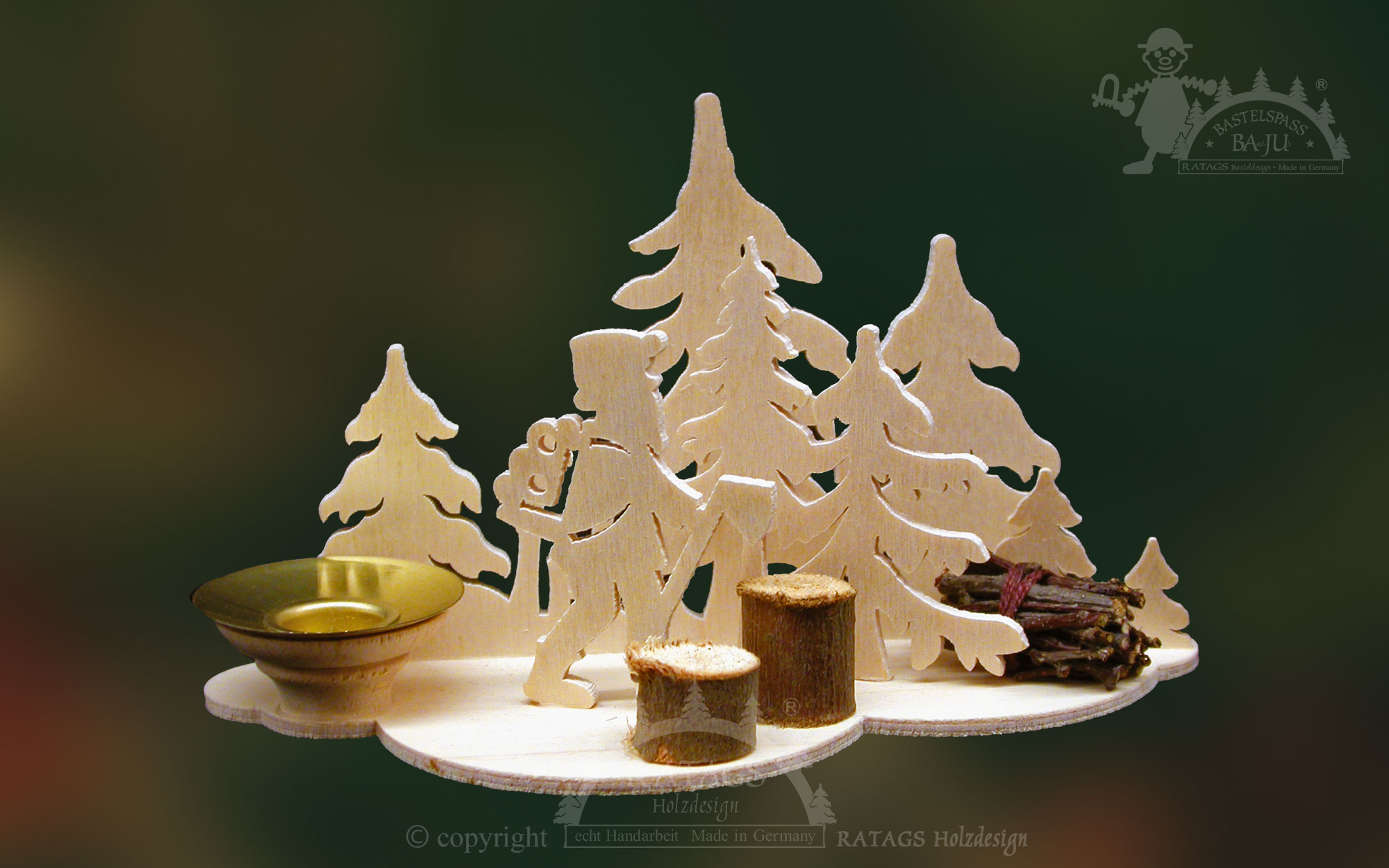 Table decorations for crafting, forest workers, sawn out