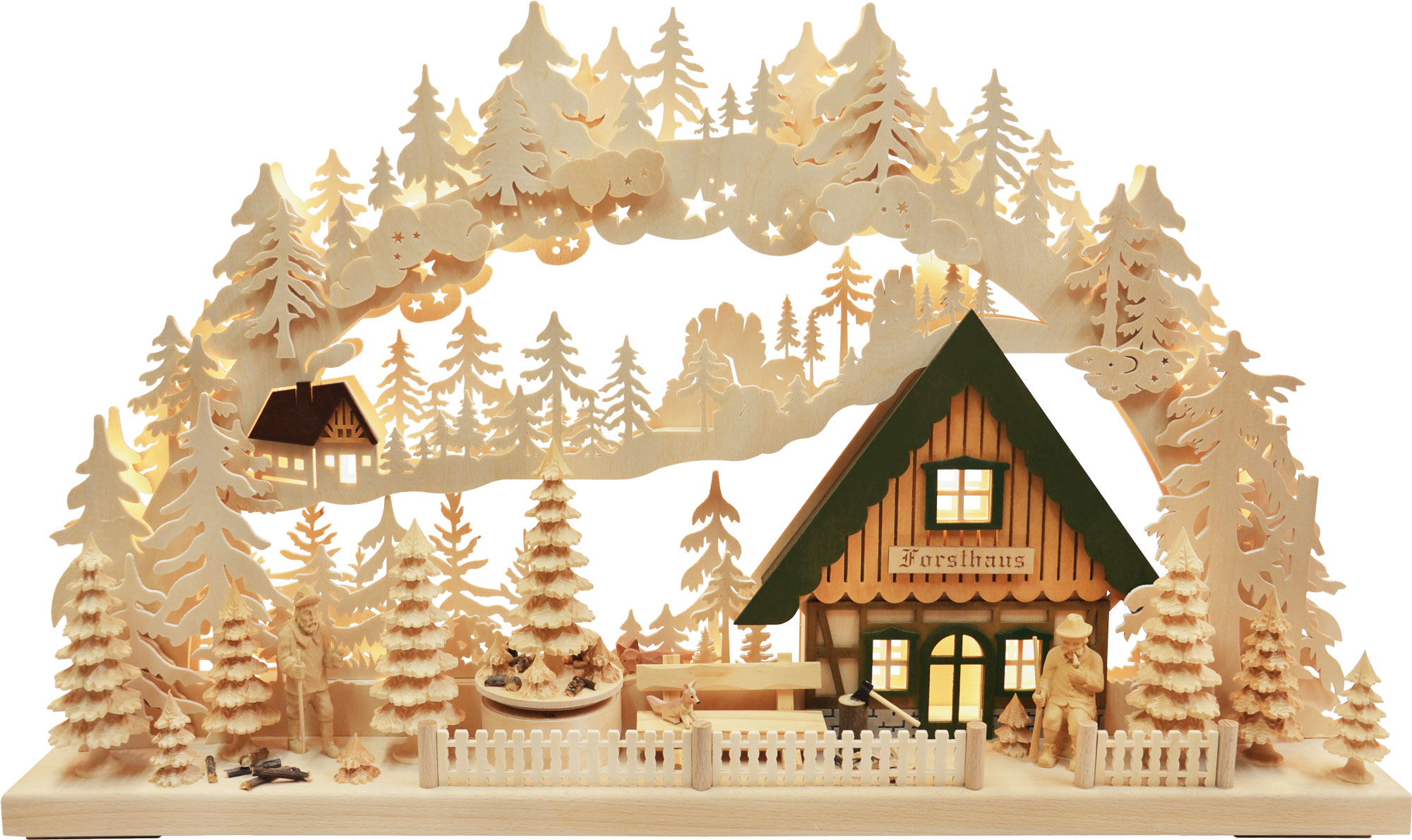 3D-Schwibbogen groß, Försterei, drehende Pyramide "Motiv Baum"