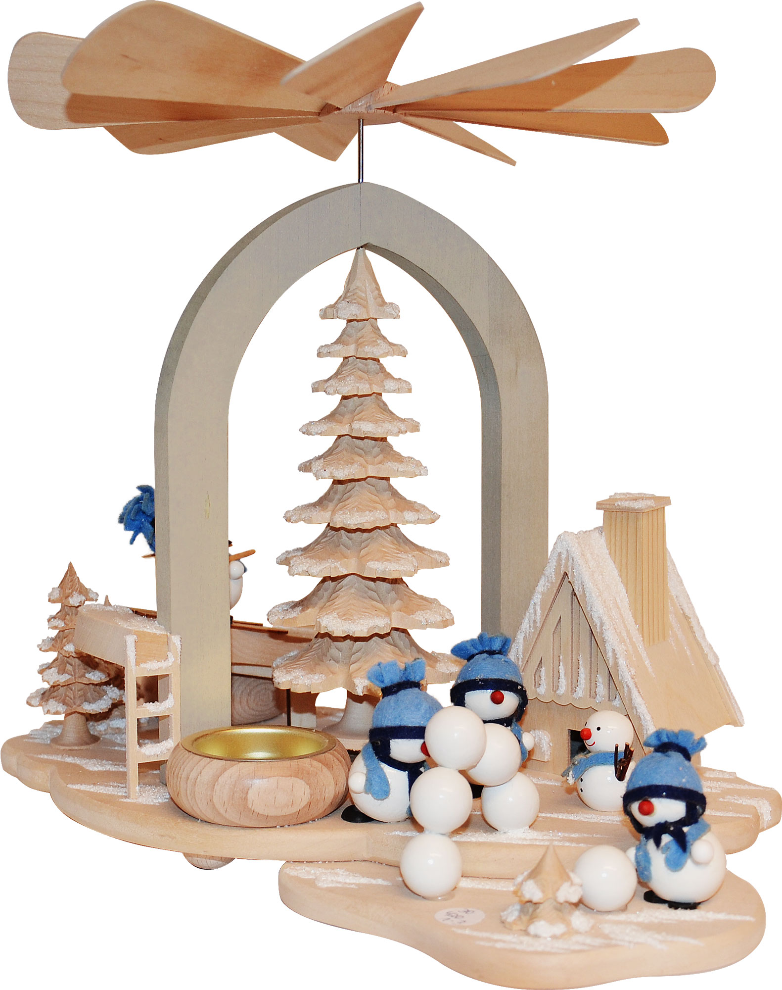 Massivholzpyramide , Snow-Mollis blau/we Massivholzpyramide , Snow-Mollis blau/we