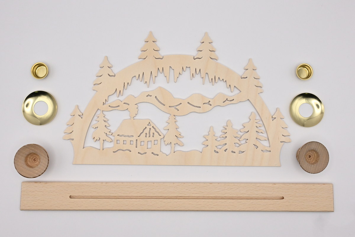 Bordsljusbåge för 2 pyramidljus Alm