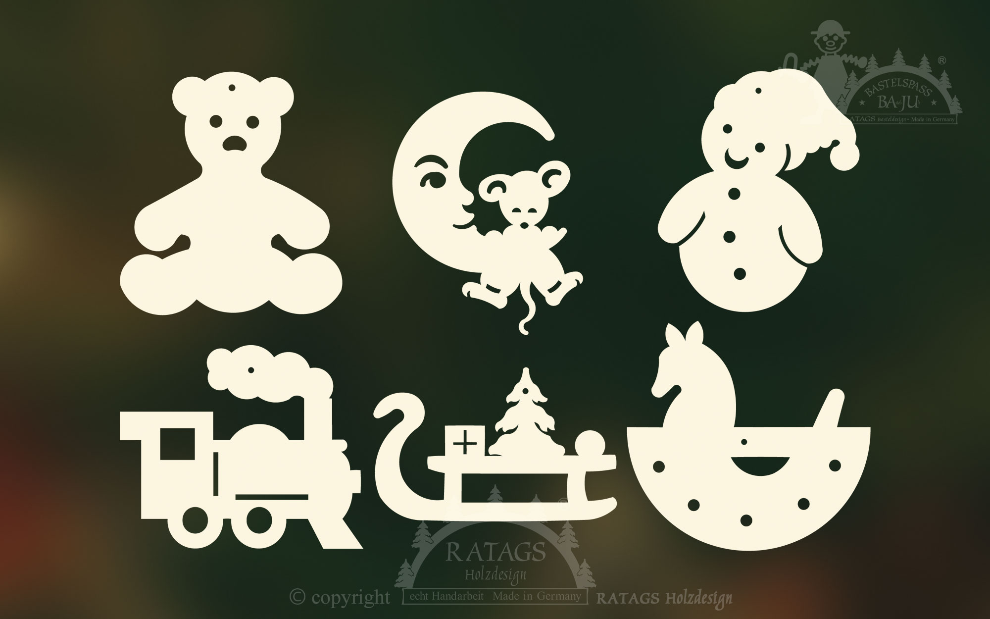 Baumbehang, 6er Set, Weihnachtsmotive Baumbehang, 6er Set, Weihnachtsmotive