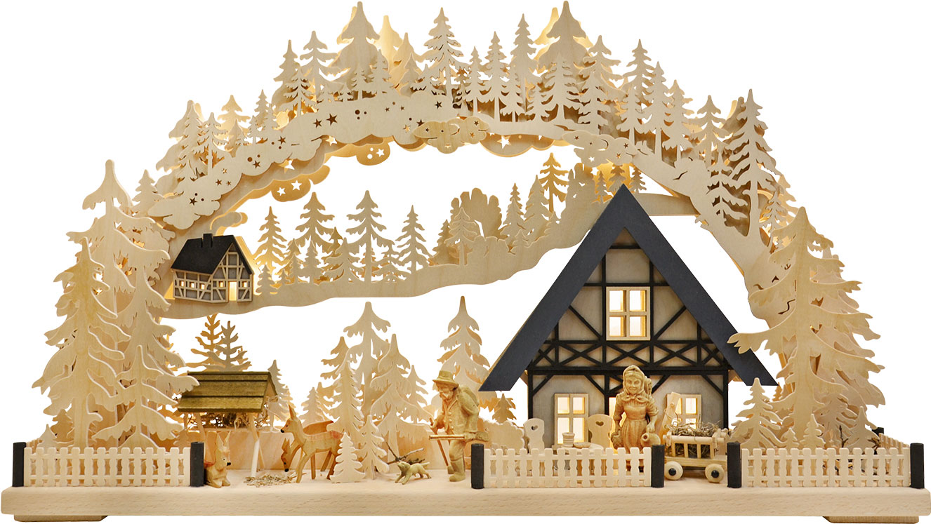 3D-Schwibbogen groß, Haus am Wald Größe 72 x 43 cm (BxH)