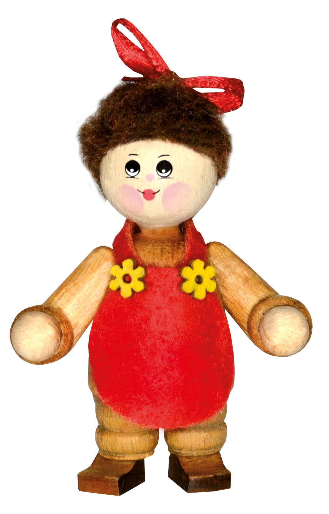 Collectible dolls, girls with aprons and bows in their hair