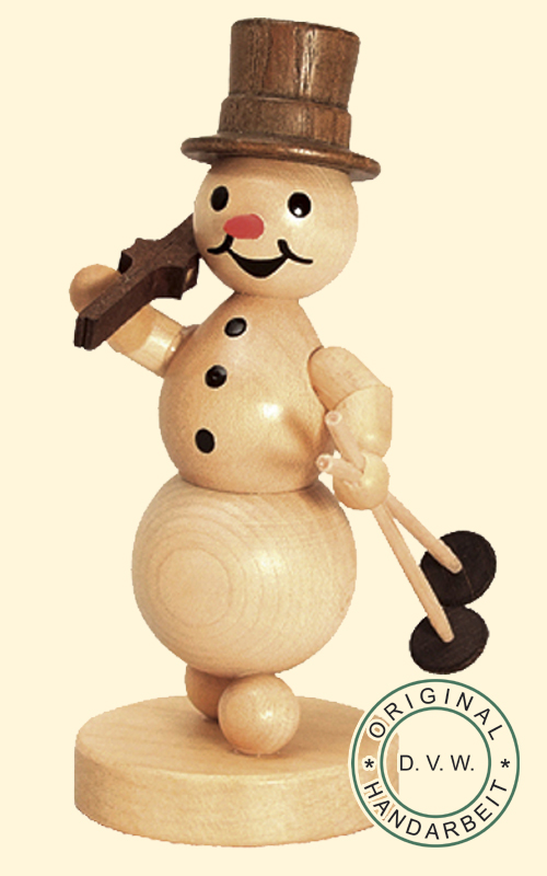 Schneemann "Ski auf Schulter" Sockel 13 cm