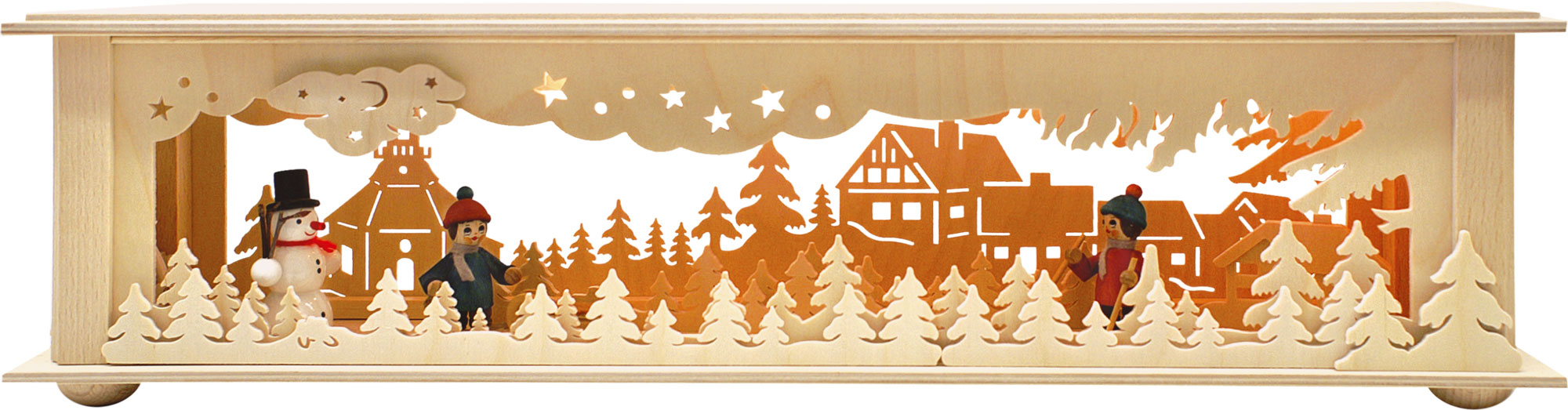 Small room lamp, village of Seiffen, forest flat 3 figures