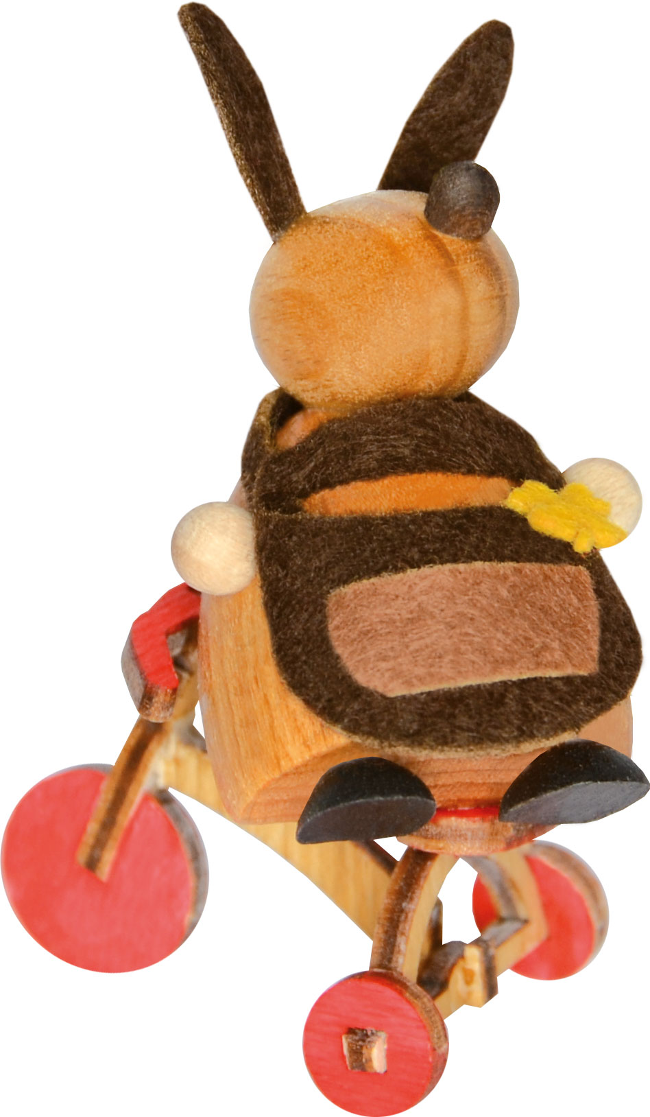 Bunny on a tricycle, brown apron