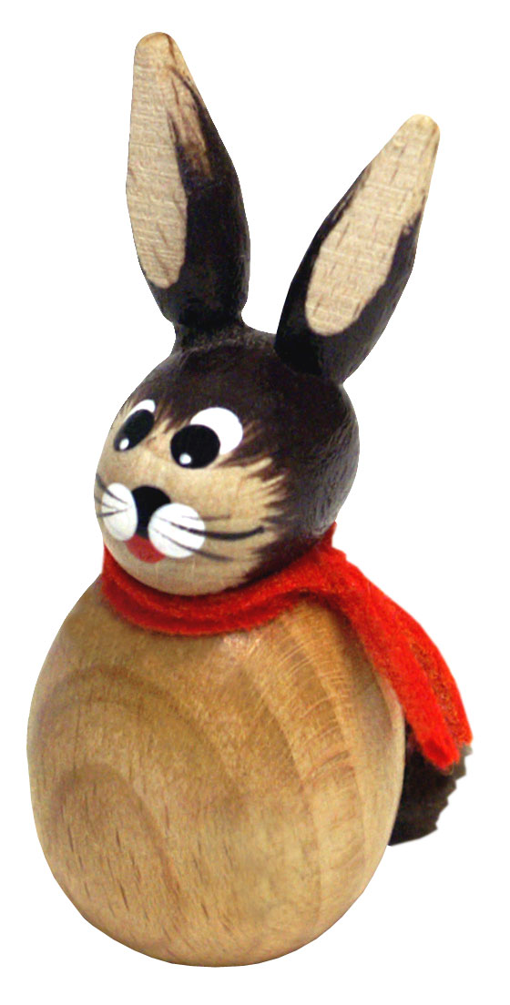 Small bunny, upright, red scarf