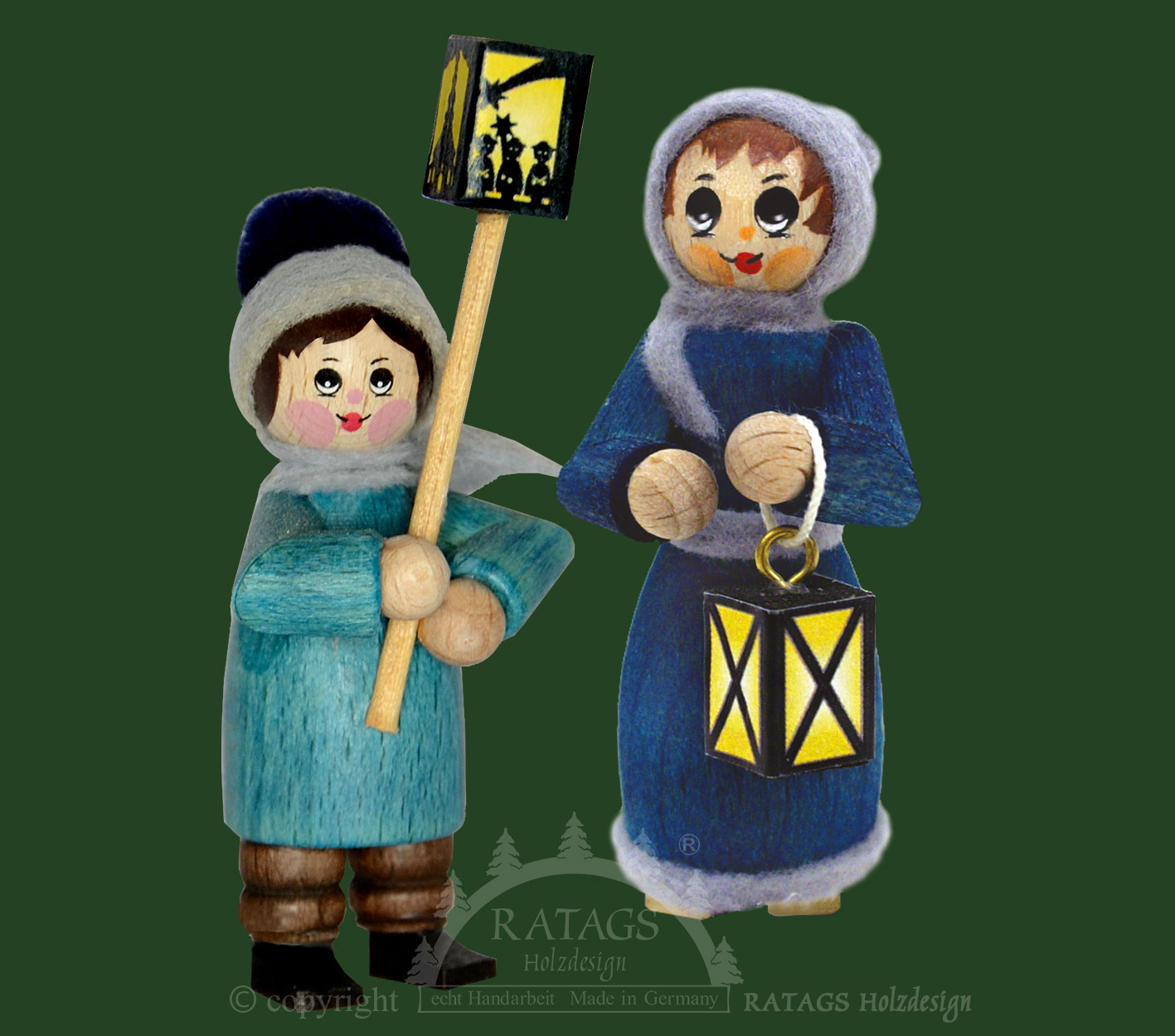 Figuren, 2er Set, Laternenkinder, taubenblau