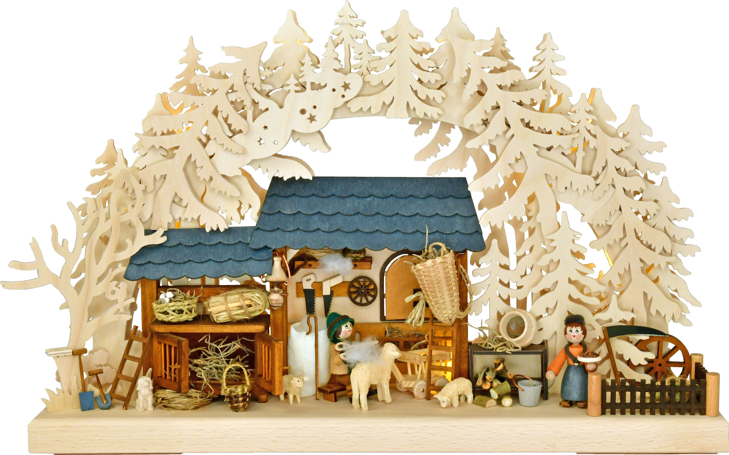 Small 3D candle arch, sheep pen, full USB