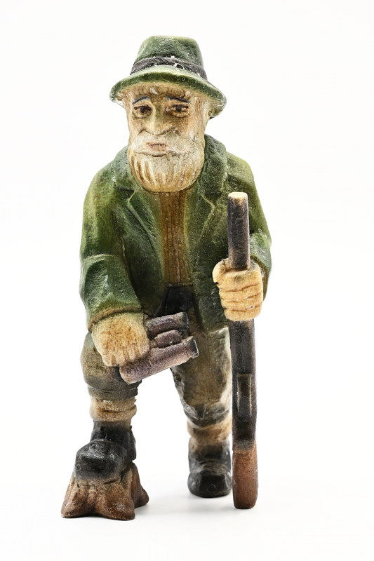 Hunter, shotgun, binoculars, coloured 90 mm