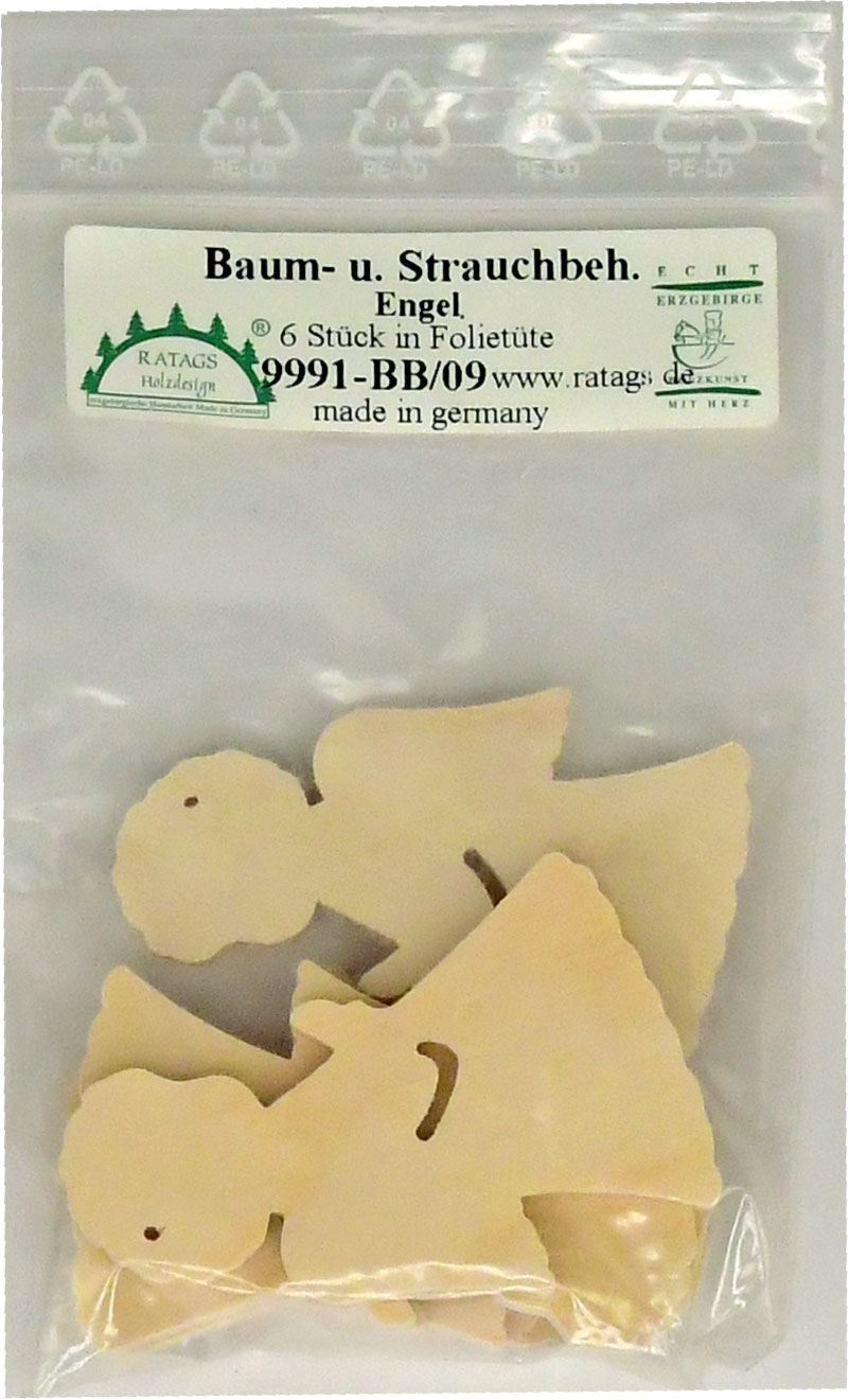 Miniature angels, 6 pieces. Foil bag