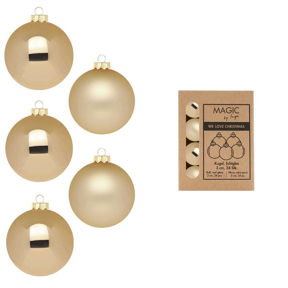 Kugel Glas, 3 cm, Brokatgold, 24 St. Kugel Glas, 3 cm, Brokatgold, 24 St.