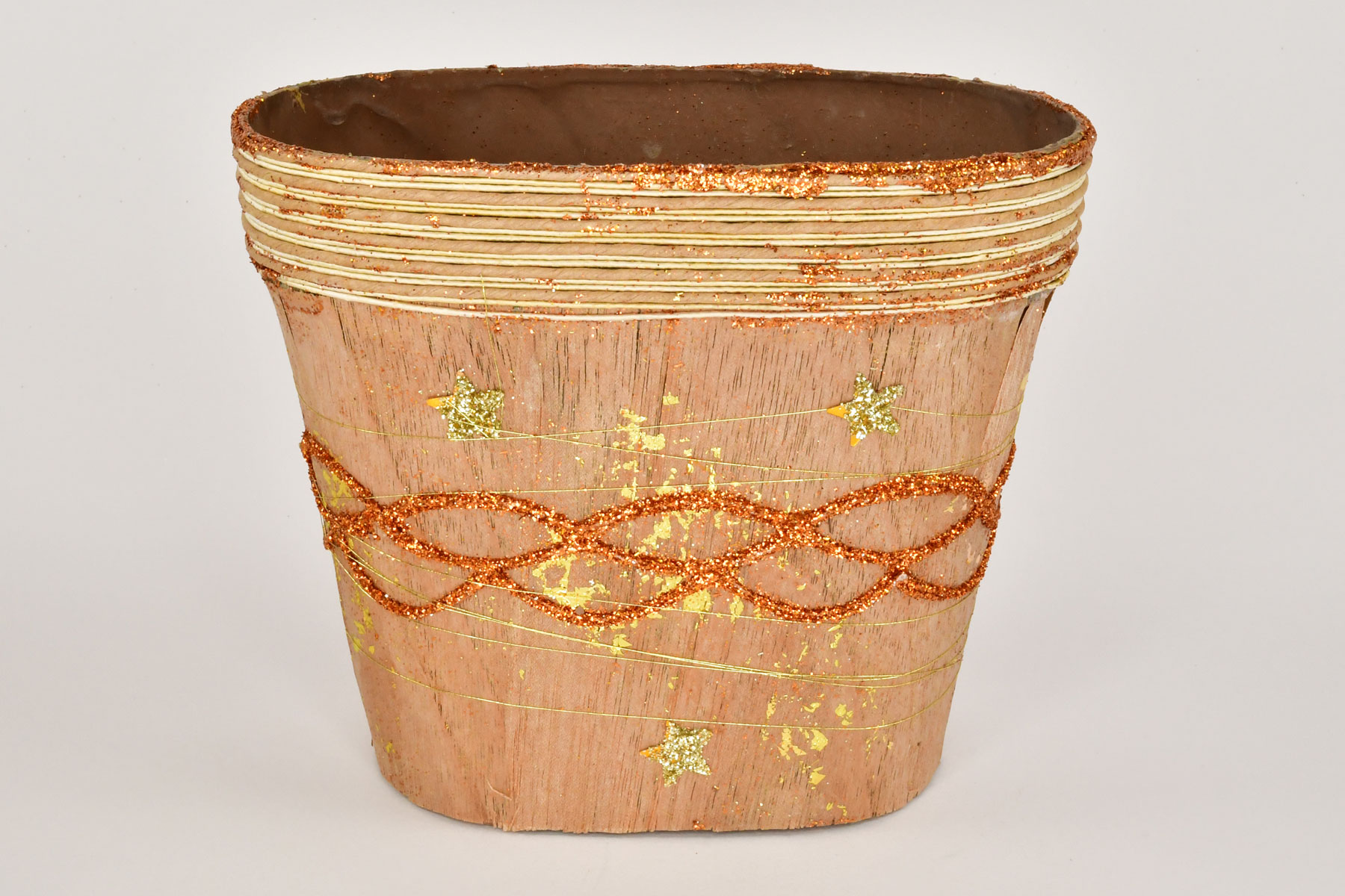 Sisal plant pot with natural materials Oval pot