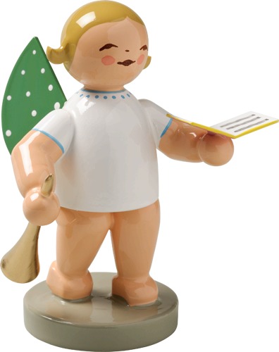 Engel mit Liederbuch und Flöte blonde Haare