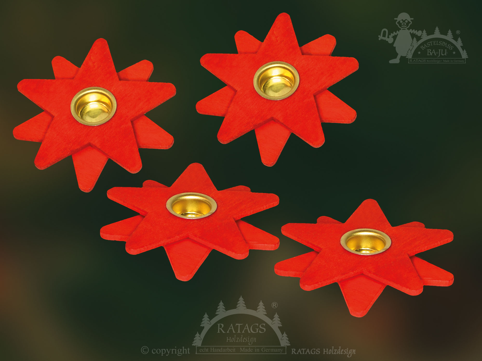 Blumenkerzenhalter  für Pyramidenkerzen 4er Set, natur Blumenkerzenhalter  für Pyramidenkerzen 4er Set, natur