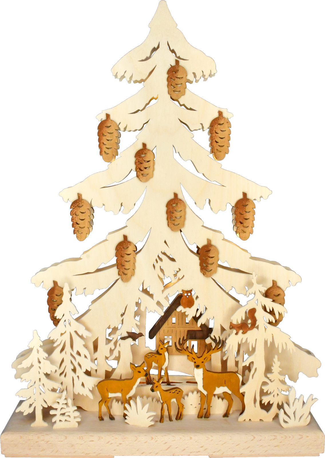 Small fir tree, forest animals in the clearing Full USB