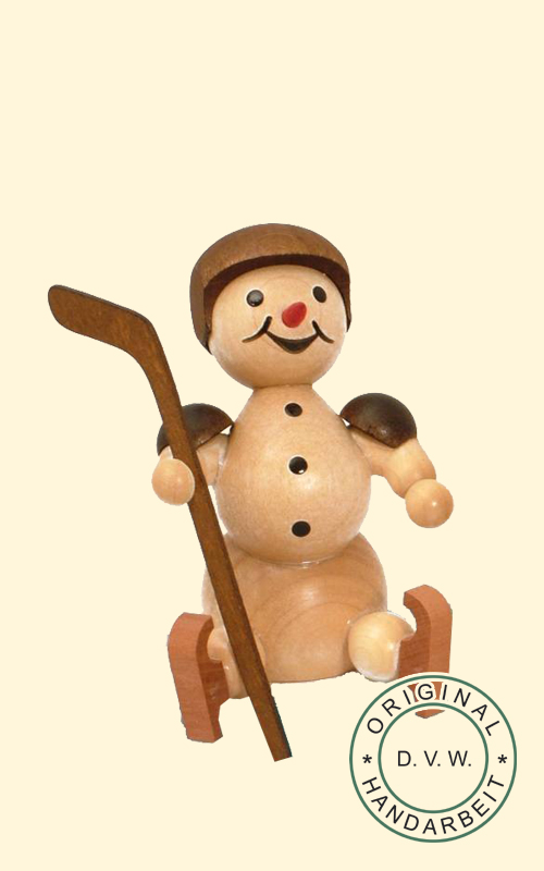 Schneemann "Eishockeyspieler" Auswechsle liegend Helm,   ohne Sockel 8 cm