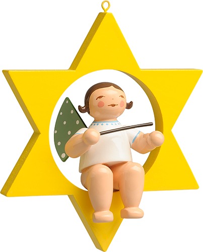 Engel mit Taktstock, im Stern, dunkles Haar