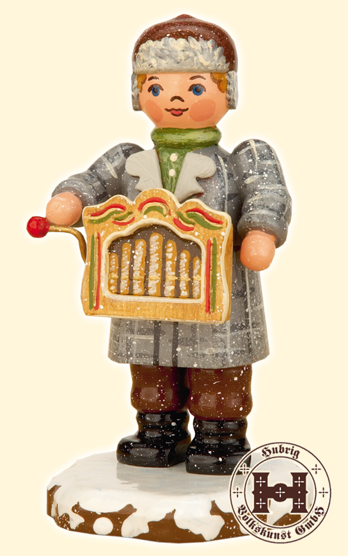 Winter child, barrel organ player