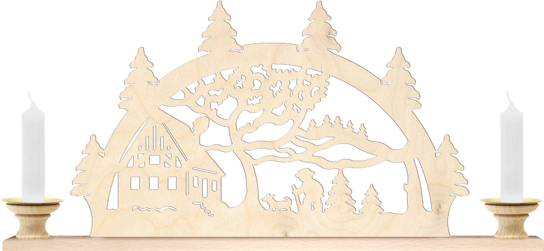 Tischlichterbogen für 2 Pyramidenkerzen Haus am Wald