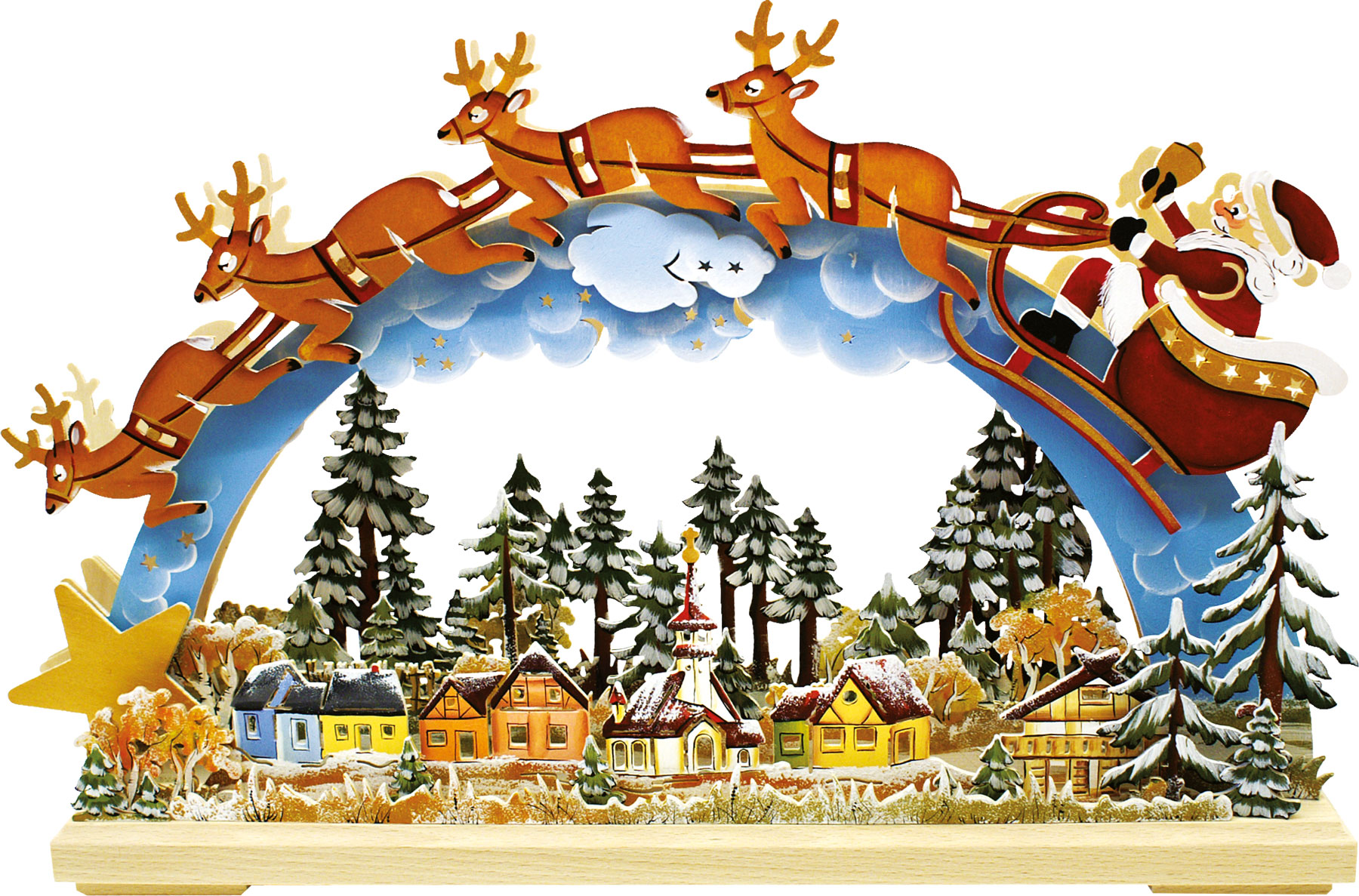 3D-Schwibbogen kl., Santa Claus, handbemalt winterlich
