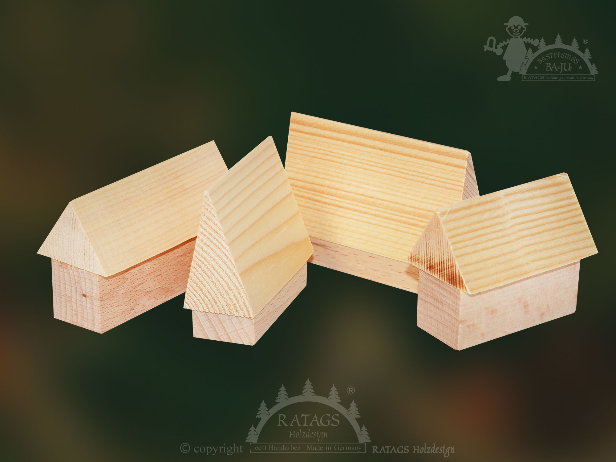 4 Häuser zum Basteln ca. 6 cm 4 Häuser zum Basteln ca. 6 cm