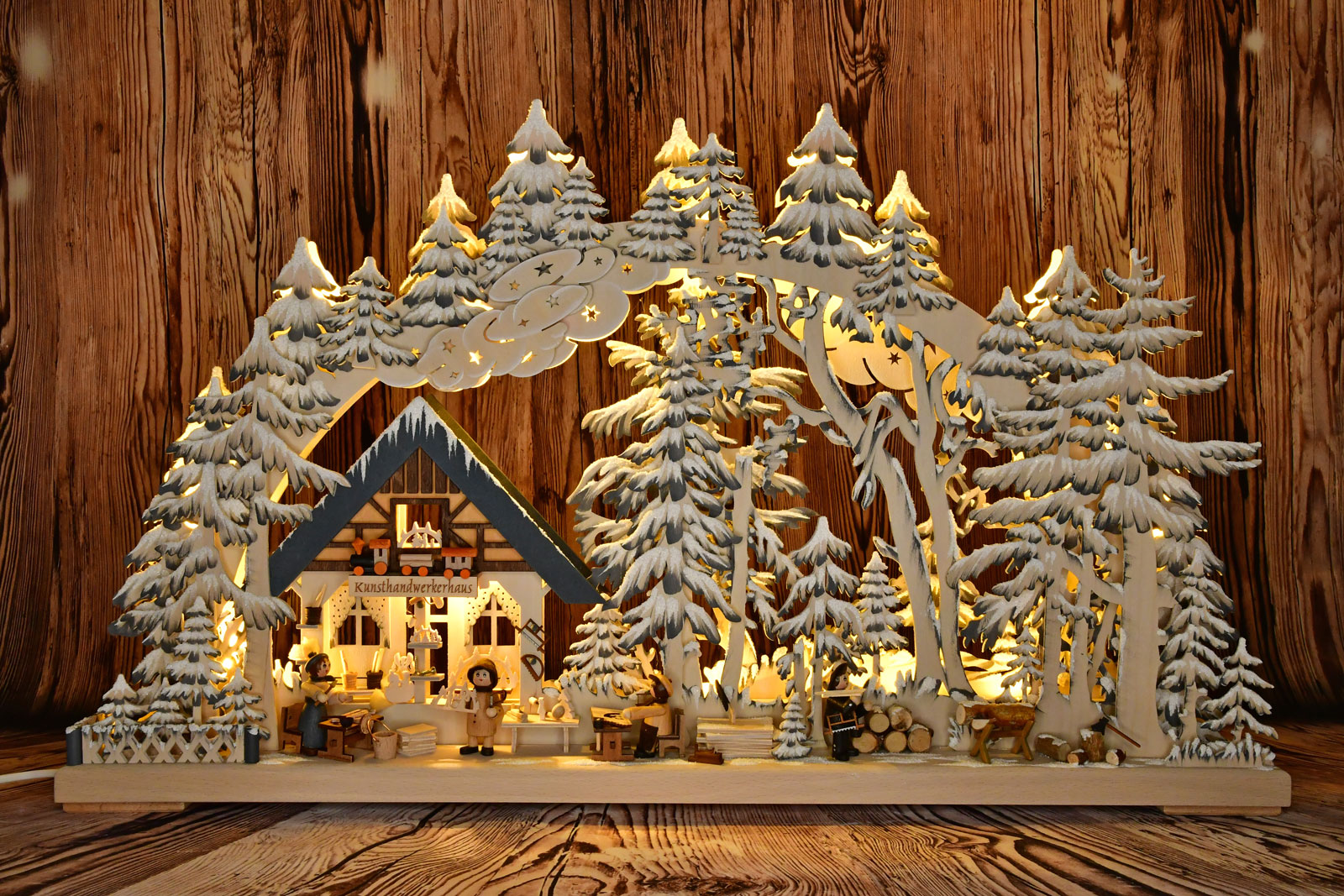 3D candle arch, large, candle arch workshop, hand-painted grey, hoarfrost