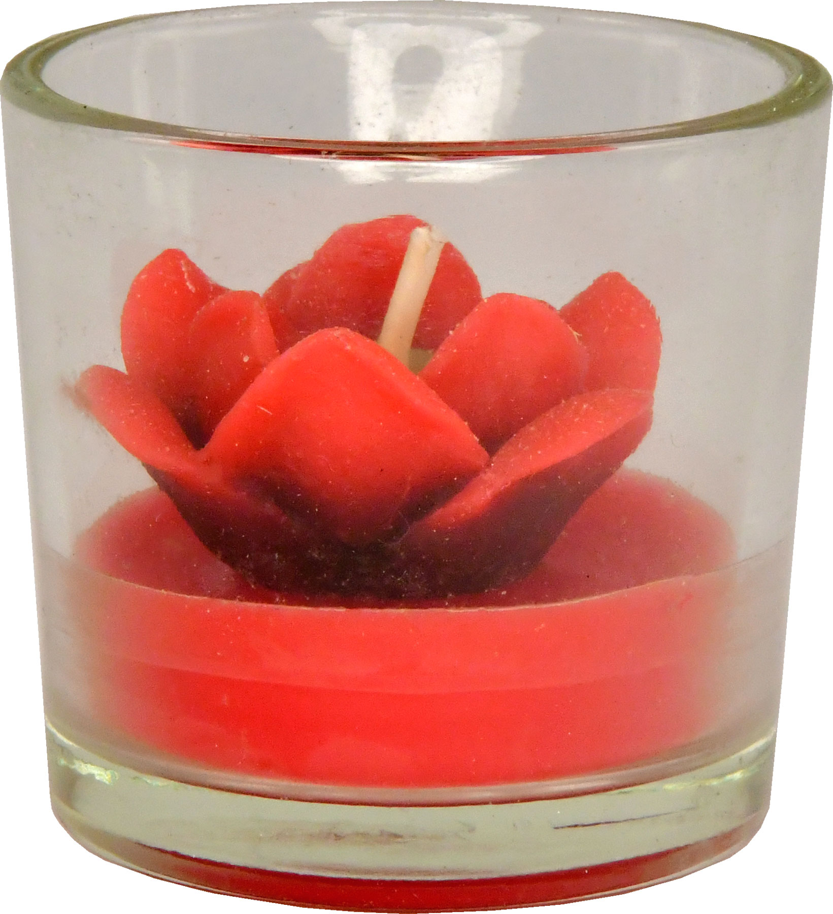 Candle in a glass, rose, red decorative candle
