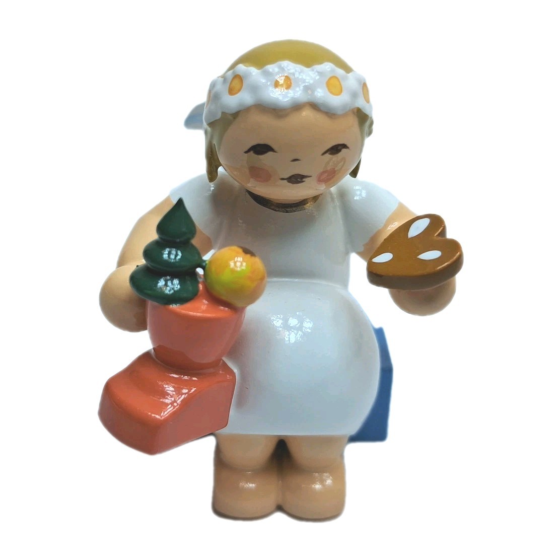 Margeritenengel, sitzend, mit Nikolausstiefel