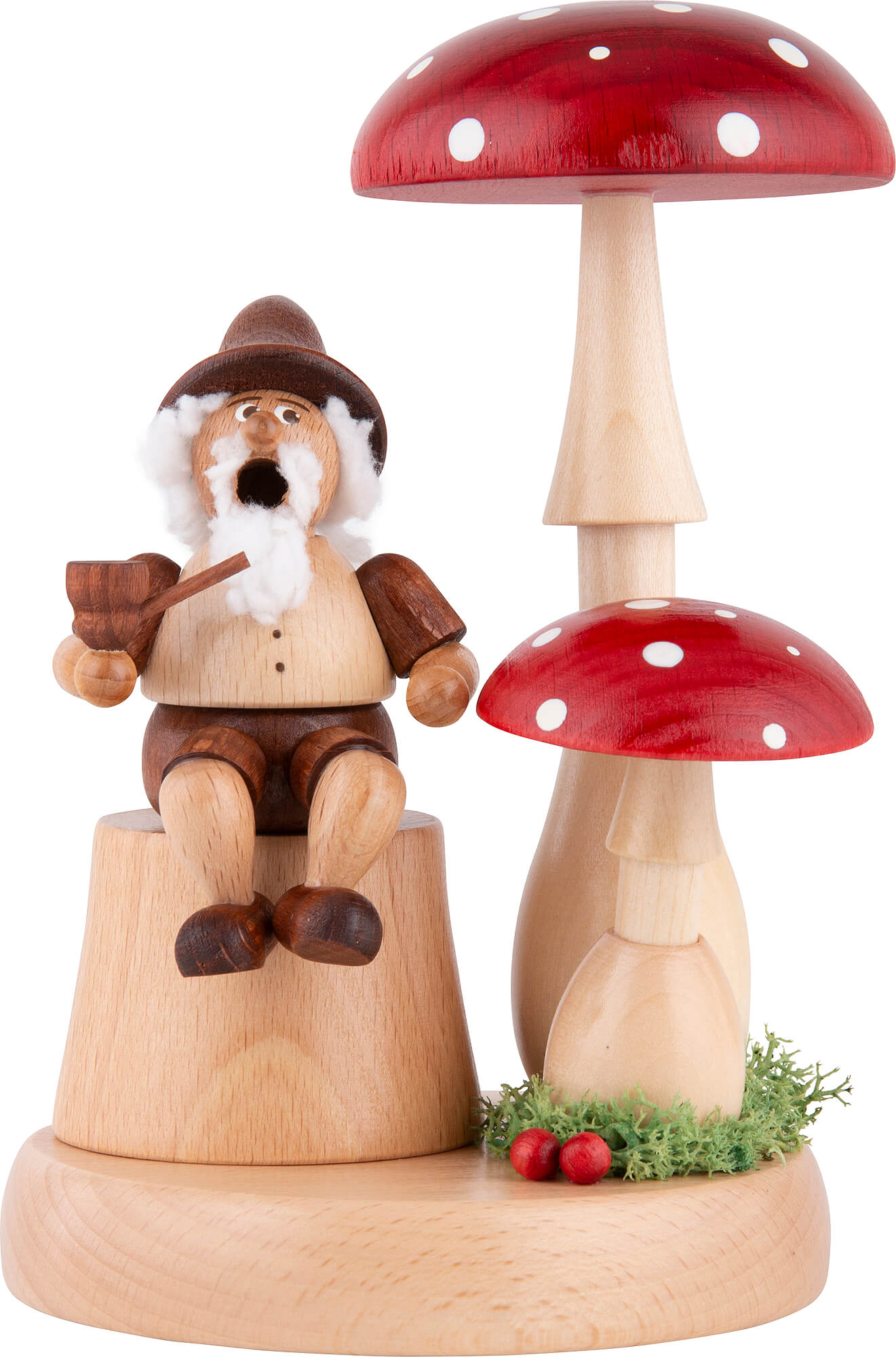Räuchermann, Wichtel unter Fliegenpilz Höhe: 17 cm