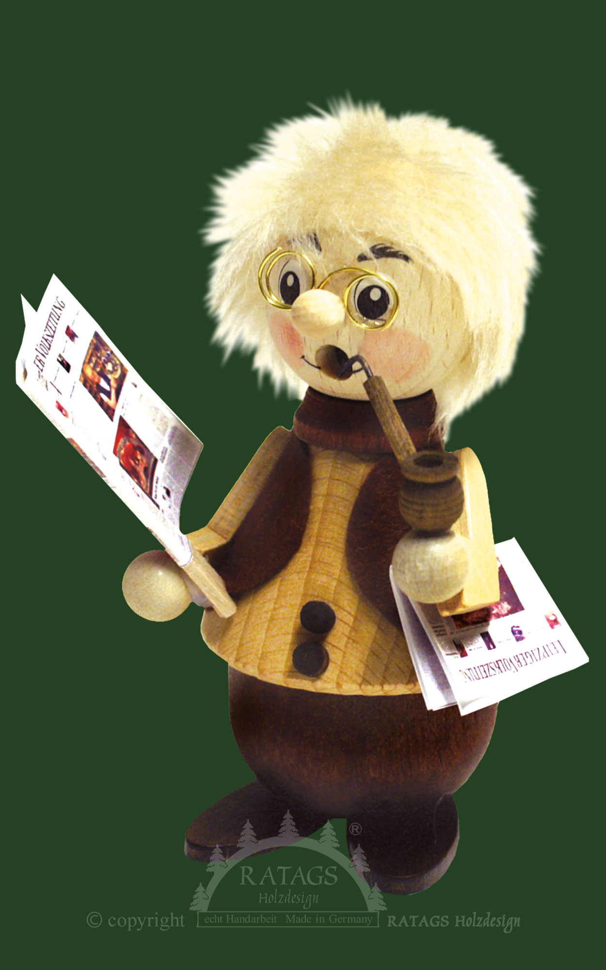 Short-legged figures, newspaper readers