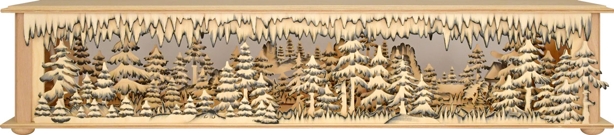 Luminária de tamanho médio, floresta/montanha, pintada à mão em cinza