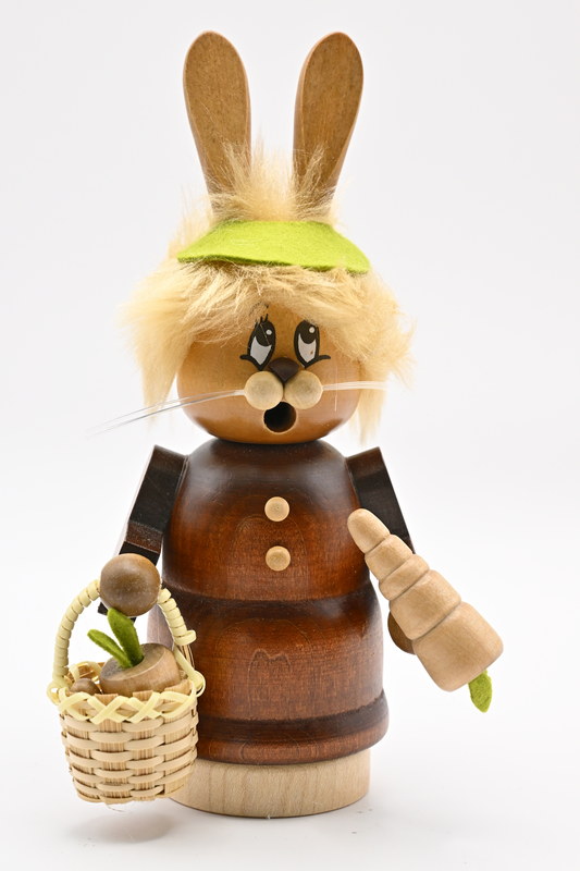 Räuchermann, Miniwichtel Häsin mit Karot H 16,5 cm