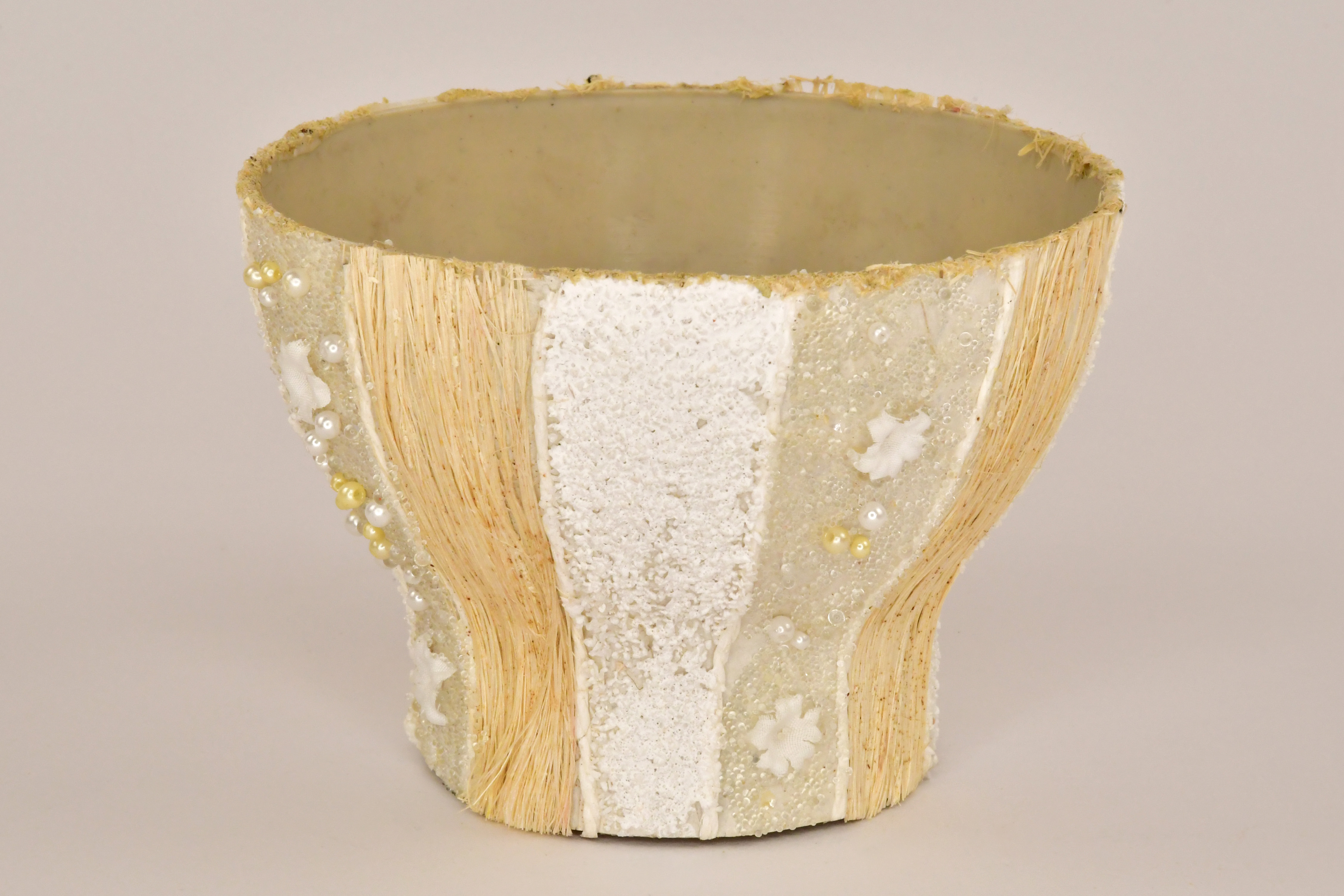 Pflanzgefäß Sisal mit Naturmaterialien Schale rund