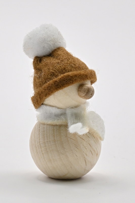 Schneemann mini, braun/weiße Mütze H cca 4 cm