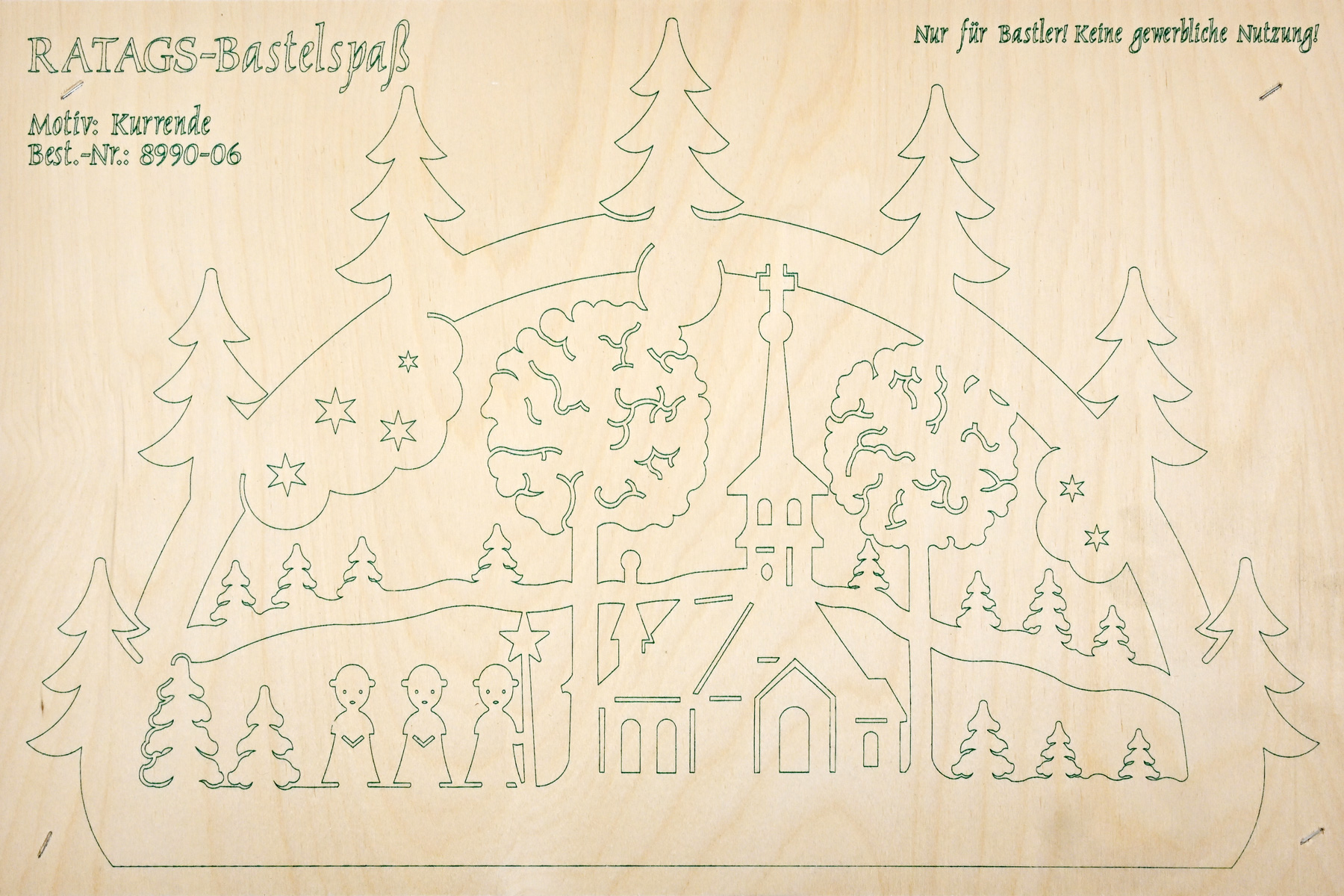 2 motif plywood panels, self-sawing Schwibbogen, small, Kurrende