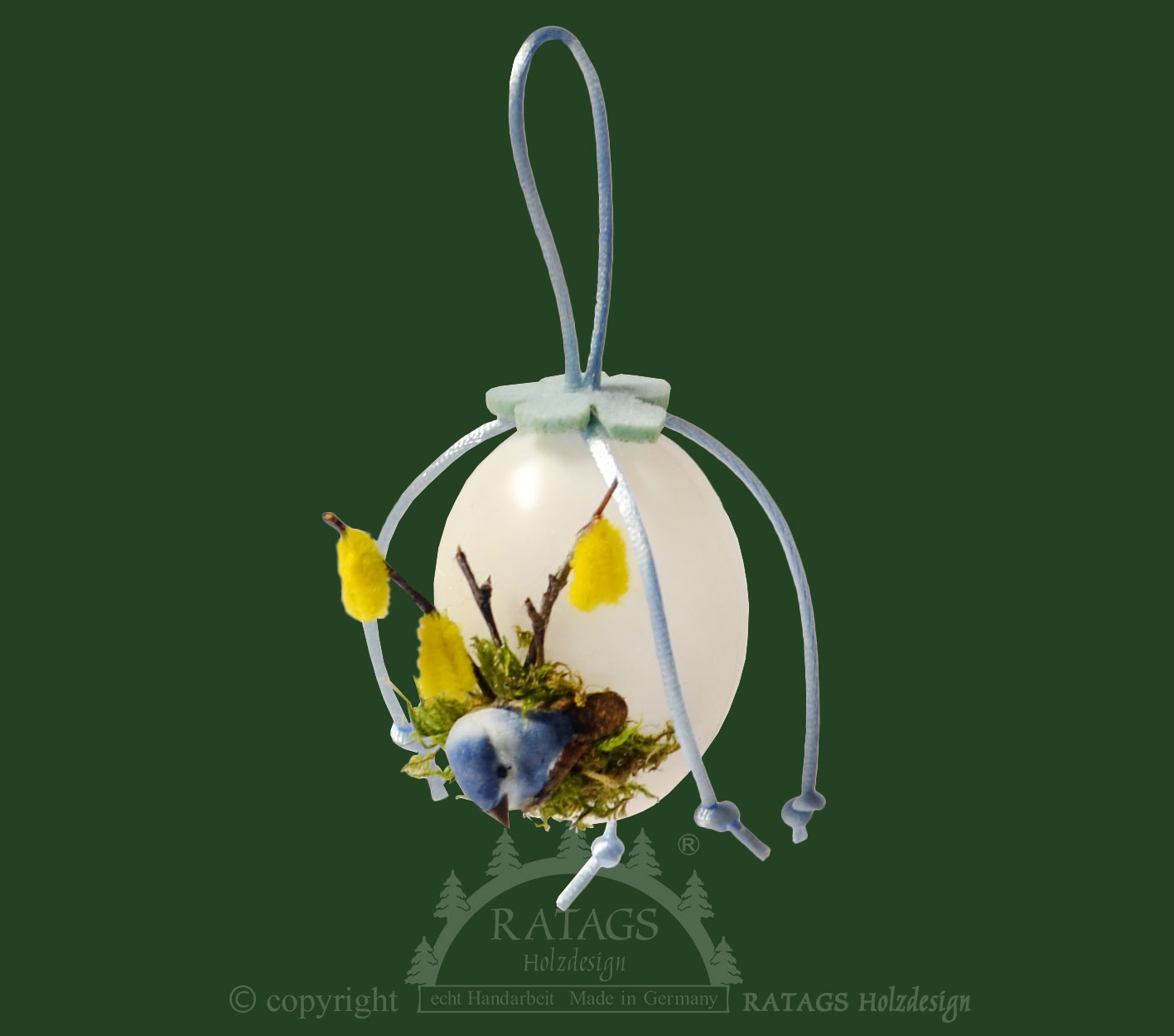 Décoration pour sapin Œuf de Pâques en plastique, avec accessoires