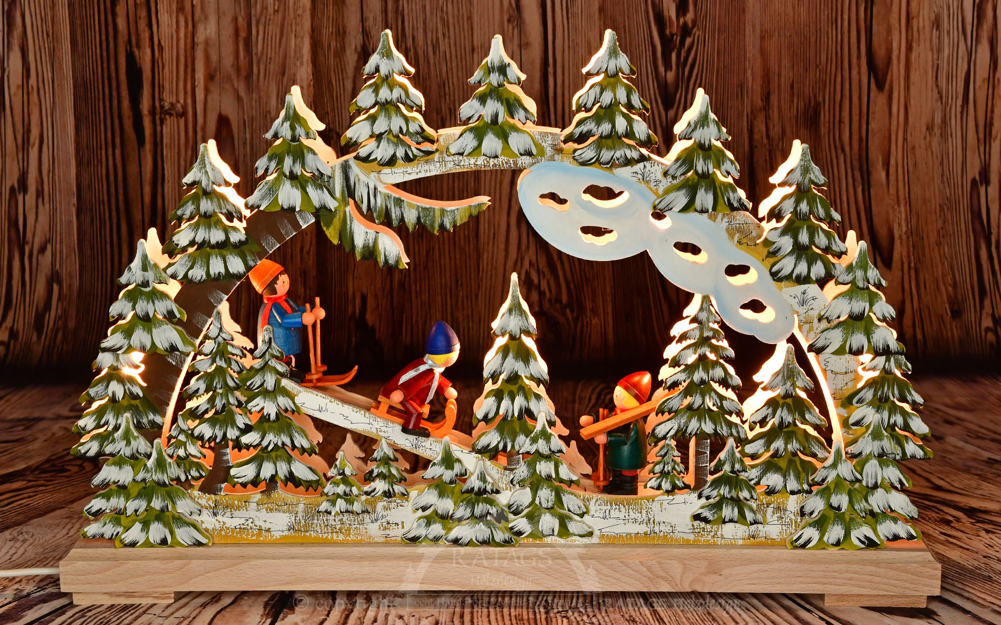 Schwibbogen, winter children hand-painted wintery