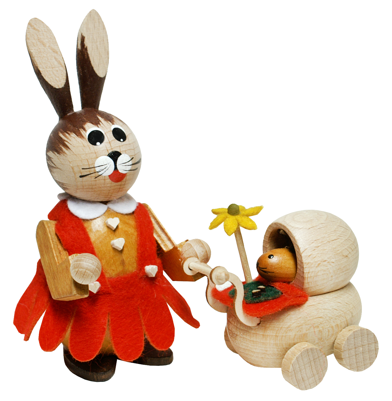 Lapin rustique, fille avec poussette