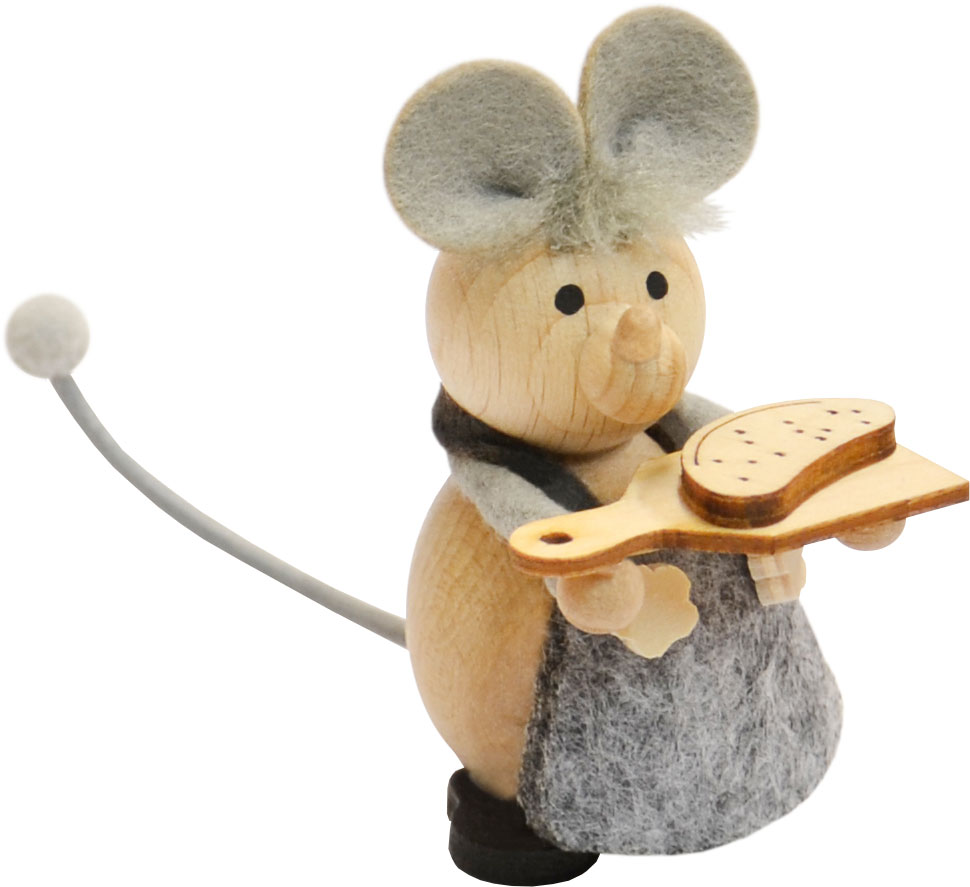 Mäuschen mit Brett und Brotscheibe