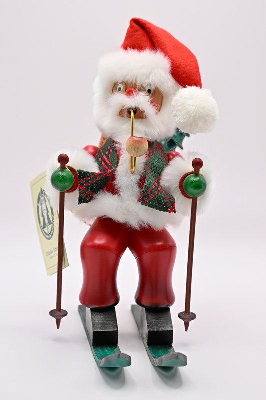Røgelsefigur, julemand, ski H 25 cm