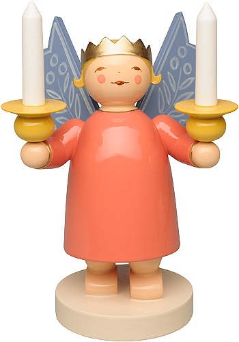 Kronenengel mit zwei Lichtnäpfen und Holzkerzen neu